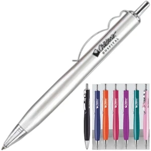 Hilton - Retractable Brass Ballpoint Pen. Lacquer Coated Barrel With Curved Clip