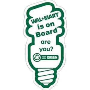 Compact Fluorescent Light Bulb Shape Magnet On 10% Post Consumer Recycled Paper