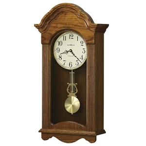 Jayla - Legacy Oak Clock With Scalloped Arched Bonnet And Brass Finish Pendulum
