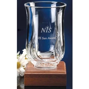 Westgate Crystal (tm);wildfire - Full Lead Crystal Vase With American Walnut Base