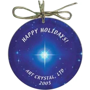Nanobrite (c) - Circle Glass Ornament Packaged In A Gift Box With Gold Hang Tag