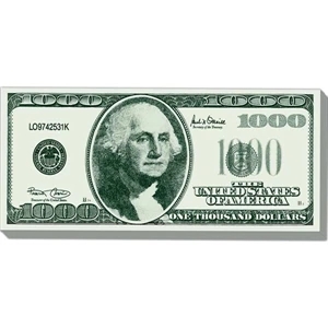 Big Bucks - 50 Sheets Pad - Note Pad With One Thousand Dollar Federal Note Design, 3 1/2" X 7 13/16"
