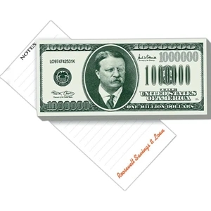 Big Bucks - 50 Sheet Pad - Note Pad With Million Dollar Federal Reserve Note Design, 3 1/2" X 7 13/16"
