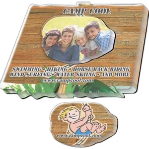 Camp Shaped Picture Frame With Shaped Insert - Acrylic Picture Frame Magnet With Insert, 1/4" Thick, 5" X 7"