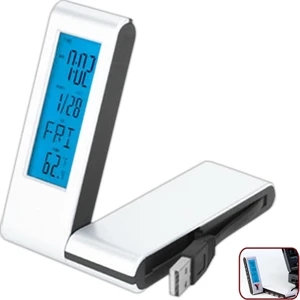 4 Port Usb Hub/digital Clock. Supports Usb 1.1. Calendar, Timer And Thermometer