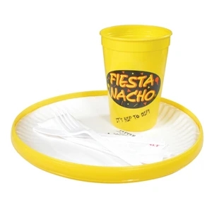 Buffet Kit Includes 9 1/4" Flying Disc, Stadium Cup, Paper Plate And Utensils