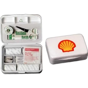 20 Piece First Aid Kit With Unique Design Case Has A Built In Pill Container