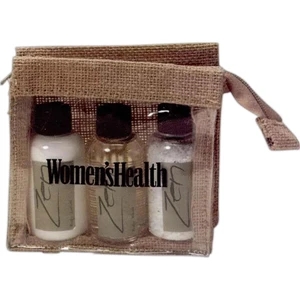 Spa Bag Holds Bath Gel, Body Lotion, Travel Candle, Soap & Wooden Nail Brush