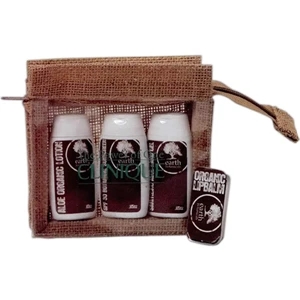 Jute & Vinyl Zipper Case Holds Aloe Lotion, Sun Lotion, Aloe Gel & Spf 15 Lip Balm