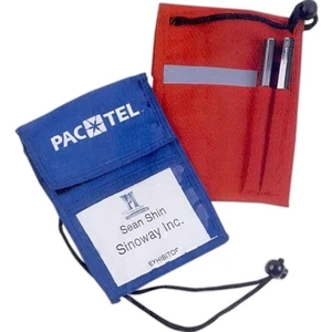 Silkscreen - Polyester Badge Holder With Clear Badge Holder In Front, Slip Pocket And Pen Holder