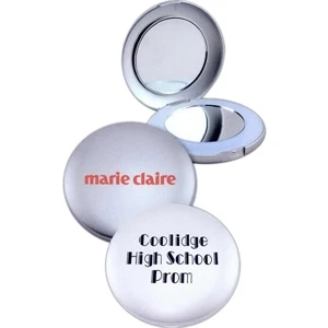 Illuminated Compact Mirror With Magnified Mirror And Lighted Regular Mirror