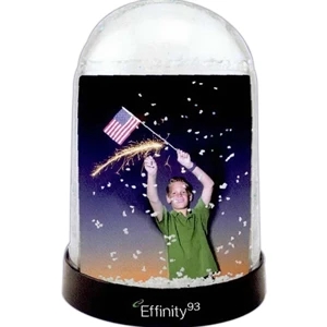 Clear Front And Back Photo Globe With Black Base, 2 - 2 1/2" X 3 1/2" Insert Size