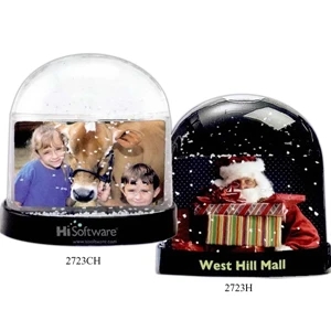 Clear Front Photo Globe With Black Back And Base, Insert Size 2 7/8" X 2"