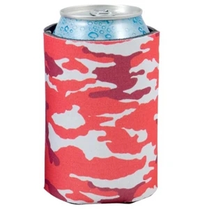 Pocket Coolie (r) - Open Cell Scuba Foam Can Insulator With Red Camo Design