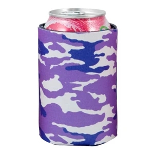 Pocket Coolie (r) - Open Cell Scuba Foam Can Insulator With Piurple Camo Design
