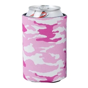Pocket Coolie (r) - Open Cell Scuba Foam Can Insulator With Pink Camo Design