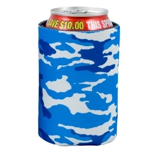 Pocket Coolie (r) - Open Cell Scuba Foam Can Insulator With Blue Camo Design