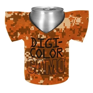 Shirt Coolie (tm) - Camo Four Color Process Jersey Shirt Shaped Insulated Can Or Bottle Holder