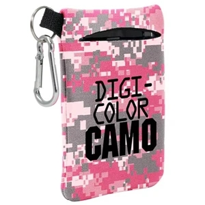 Camo Large Mobile Accessory Holder With Key Ring Loop And Carabiner Clip