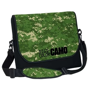 Camo Messenger Bag-style Laptop Sleeve With Black Adjustable Shoulder Strap