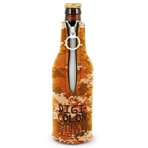 Bottle Suit (tm) - Camo Four-color Process Bottle Suit Insulator With Zipper And Glued-in Bottom