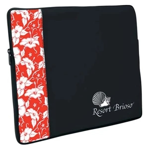P.k. Reese (tm) - Large Size Laptop Sleeve With Red Hawaiian Designer Pattern Front Accent Panel