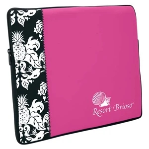P.k. Reese (tm) - Large Size Laptop Sleeve With Pineapple Damask Designer Pattern Front Accent Panel