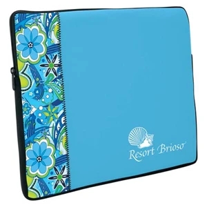 P.k. Reese (tm) - Large Size Laptop Sleeve With Blue Medley Designer Pattern Front Accent Panel