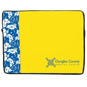 P.k. Reese (tm) - Standard Size Laptop Sleeve With Blue Hawaiian Designer Pattern Front Accent Panel