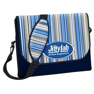 P.k. Reese (tm) - Large Messenger Bag-style Laptop Sleeve With Silver Lake Design Pattern On Flap