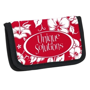 P.k. Reese (tm) - Red Hawaiian Designer Pattern Business Card/atm Card Holder With Vinyl Pockets