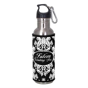 Open Cell Scuba Foam Sleeve With Pineapple Damask Design Over Blank Bottle