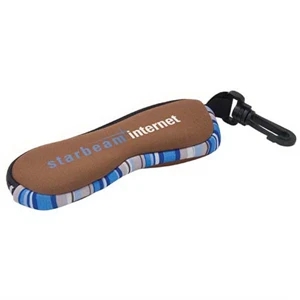 P.k. Reese (tm) - Two Tone Eyeglass Case With Silver Lake Pattern Gusset And Clip Hook