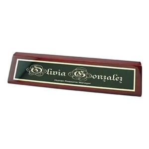 Rosewood Piano Finish Desk Wedge, 10 1/2" X 2" X 1 3/4", Plate Engraving