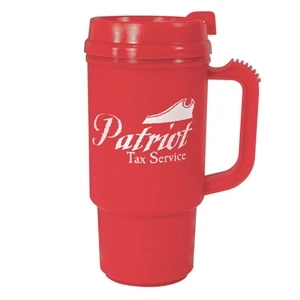 Textured Automate (tm) - 14 Oz. Red Textured Plastic Mug Features Sip-through Lid With Twist Closure
