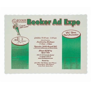 500 Line - Gray - 10 Working Days - Scallop Edge Paper Place Mat, 9.75" X 13.75"