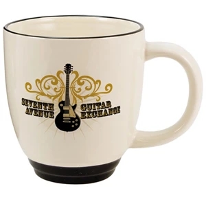 Heartland (tm) - Almond, 14 Oz Ceramic Bistro Mug With Black Base And Rim