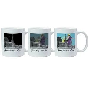 Magic Mug (tm) - Temperature Reactive Ceramic Mug With Church Trick Design Pattern, 11 Oz