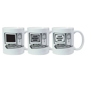 Magic Mug (tm) - Temperature Reactive Ceramic Mug With Computer/tech Trick Design Pattern, 11 Oz
