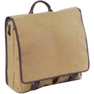 Redford - Leather Accented Canvas Mail Bag With Back Zip Pocket And Side Slash Pocket