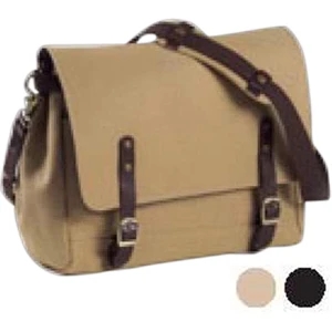 Redford - Canvas And Leather Courier Bag With Brass Hardware, Detachable/adjustable Strap
