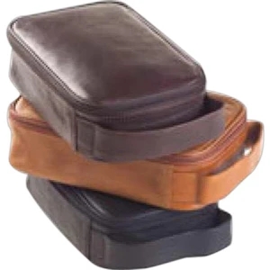Clava(r) - Leather Accessory/toiletry Kit With Side Carry Handle, Fully Lined