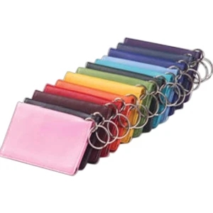 Clava(r) - Colored Leather Id/ Key Chain Wallet With Id Window And Credit Card Pocket