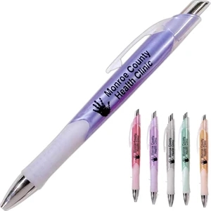 Baron - Elegant Pen Features Chrome And Translucent Accents With Frosted Rubber Grip