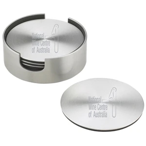 Executive Series - Coaster Set - Holder With Four Aluminum Foam Backed Coasters