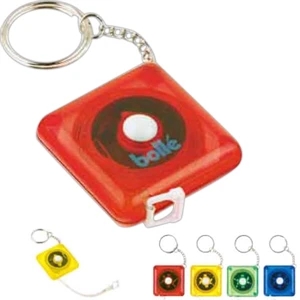 Push Button Retract Translucent Vinyl Tape Measure Key Ring With 39" Or 1 Meter