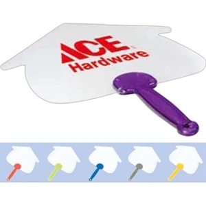 Translucent Handle Clear House Shape Fan Made Of 100% Plastic Construction