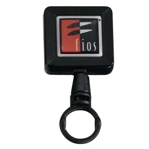 Square Retractable Badge Reel With O-ring Attachment. Belt Loop Clip On Back Side