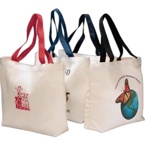 Black - Colored Handle Tote Bag With 21" Reinforced Webbed Shoulder Straps