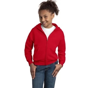 Hanes (r) Comfortblend (r) Ecosmart (r) - White - Youth Full-zip Hooded Sweatshirt, 7.8 Ounce 50/50 Cotton/polyester